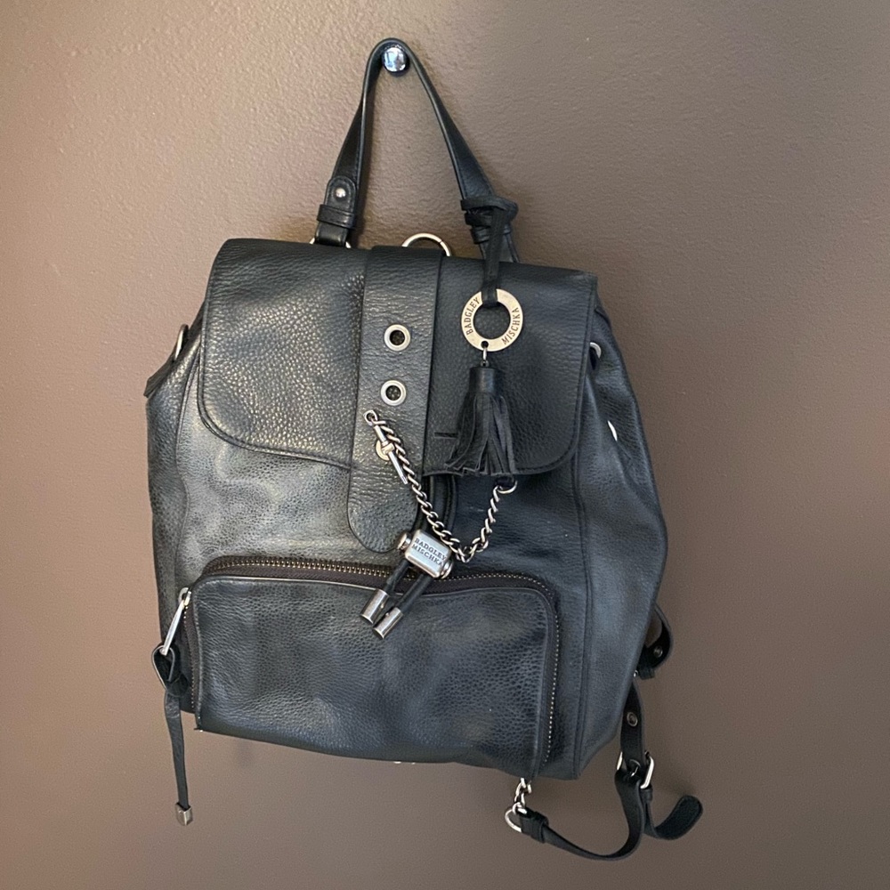 badgley mischka leather backpack
